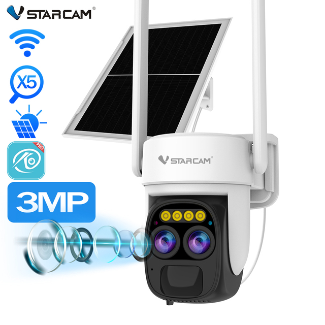 Smart Home AI Human Detection Wifi Network Camera IP CCTV Speed Dome PTZ Camera Outdoor Network Solar Battery Dual Lens Camera
