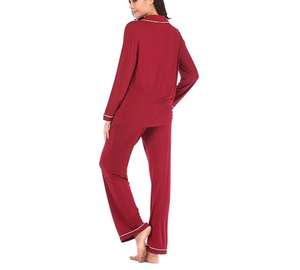 Vêtements de nuit en satin personnalisés <span class=keywords><strong>pour</strong></span> femmes Haut caraco uni et pantalon long en dentelle Ensembles de pyjamas en soie PJ <span class=keywords><strong>pour</strong></span> femmes - Product Image 6