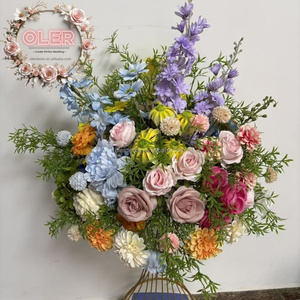 Oler Chất lượng cao sang trọng lụa Rose <span class=keywords><strong>Red</strong></span> Flower Wedding centerpieces Bảng trang trí hoa sắp xếp hoa nhân tạo bóng - Product Image 3