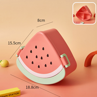 Nouvelle boîte à bonbons créative en forme de pastèque avec couvercle en plastique, mignonne boîte de rangement pour collations d'enfants, 3 compartiments, boîte portable pour noix et produits secs