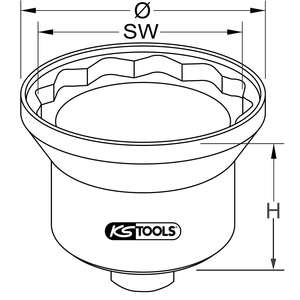 KS TOOLS Douille d'écrou d'essieu 1 "avec bande de guidage, 12 pans, 80 mm - Product Image 2