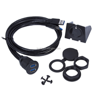 Câble d'extension USB 3.0 double port AUX encastrable pour voiture, charge rapide 3A, cuivre pur, blindage tressé en PVC, pour caméra et ordinateur