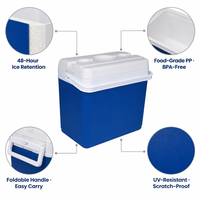 Glacière à roulettes portable 30L moderne en PP et PE, résistante aux UV, étanche, durable, avec maintien de la glace pendant 5 jours, pour le stockage alimentaire