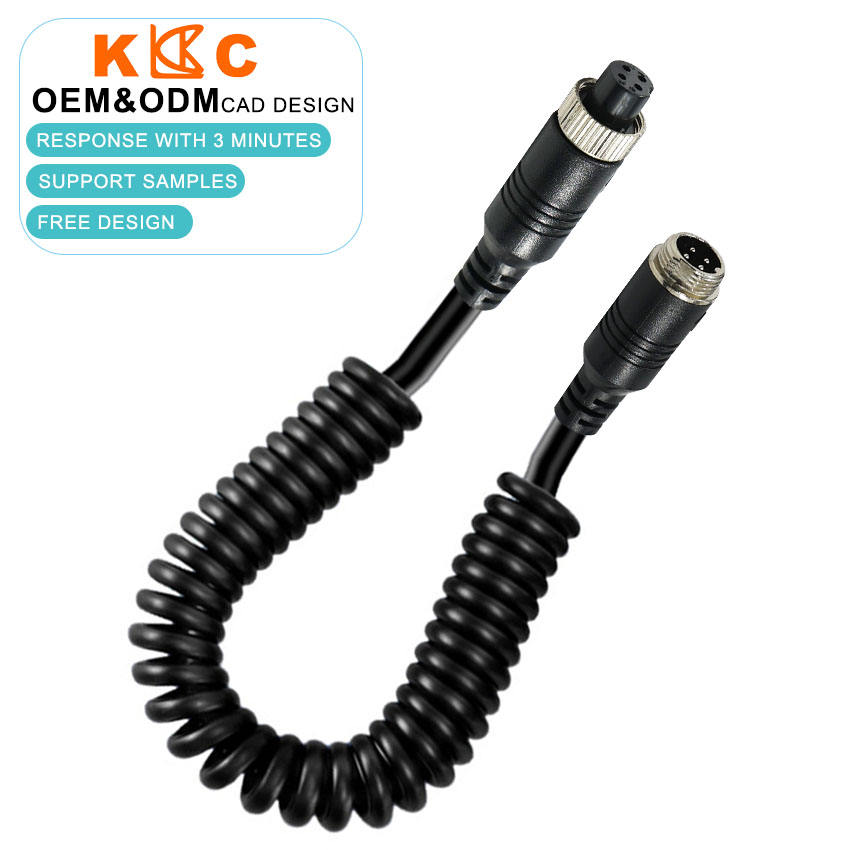 Câble de remorque spiralé aviation à 4 broches