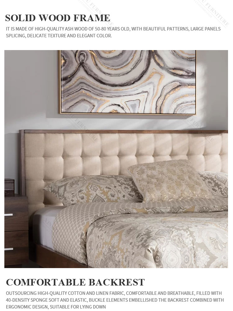 modern simple nordic style 1.8m master bedroom double king bed small family single bed family can customize solid wood bed