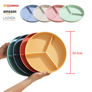Plato redondo de tres compartimentos para control de porciones, ideal para bajar de peso, ensaladas de frutas, carne, pasta, bocadillos, platos divisorios. - Product Image 5