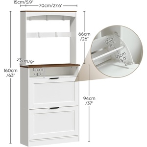 <span class=keywords><strong>Zapatero</strong></span> alto moderno de madera con cajones abatibles, mueble estrecho para <span class=keywords><strong>recibidor</strong></span>, almacenamiento de zapatos para entrada, perchero para pasillo - Product Image 3