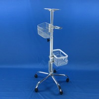 Chariot médical sur roulettes avec grande plateforme et support pour câble, chariot pour appareil ECG