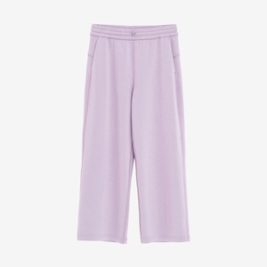 Pantalones anchos de modal de color liso con corte recto, transpirables, con cremallera, estilo casual y elástico, ideales para primavera. - Product Image 1