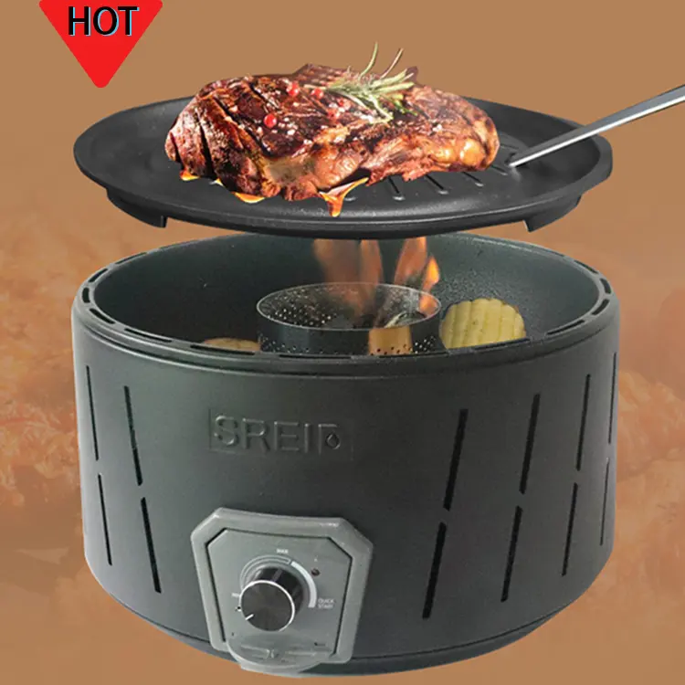 Hot Sale Metalline Mini Non-Stick Convenient Multifunction Outdoor Portable Battery Barbecue Charcoal Grill