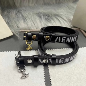 Gargantilla de Moda Estilo Empress Dowager Vivienne Punk con Letra 3D del Planeta Tierra, Zirconia, Cuerda de Cuero, Bañada en Metal y Cadena de Bambú - Product Image 5