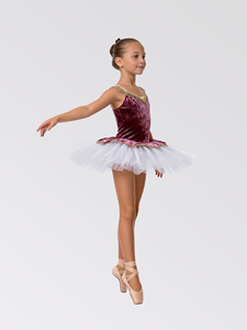Vestido <span class=keywords><strong>de</strong></span> Ballet <span class=keywords><strong>de</strong></span> Terciopelo Borgoña para Niñas con Ribete Dorado, Traje <span class=keywords><strong>de</strong></span> Danza Profesional para Actuaciones en Escenario - Product Image 1