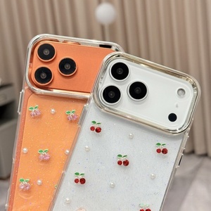 Funda de teléfono transparente con purpurina y cerezas para chicas a la moda, compatible con iPhone 18 Pro, 17 Air, 16E, 15, 14 Plus, 13, 12, cubierta transparente a prueba de golpes - Product Image 4