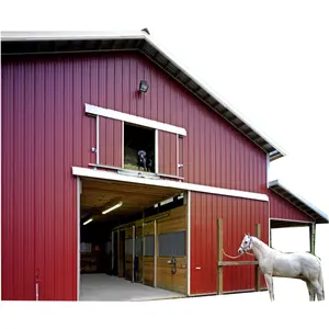 China factory Low cost prefabricated wide span steel structure horse barn shed for horse