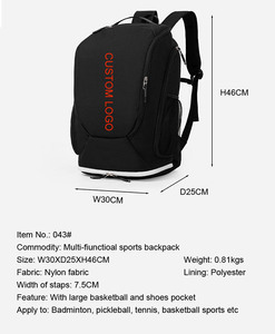Unisex student dry wet separation Water resistant Badminton sports basketball Polyester bag <b>backpack</b> <b>large</b> capacity Shoes pocket - Product Image 2