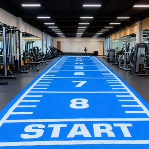 Revêtement de sol en <span class=keywords><strong>gazon</strong></span> artificiel pour salle de sport avec logo personnalisé, faible entretien, pour exercices d'agilité, studios de fitness, applications commerciales de salle de sport - Product Image 5