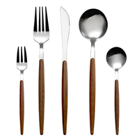 Meilleures ventes 2026 : Ensemble de couverts dorés pour table à manger, avec manche en ABS et bois, fourchette, cuillère, couteau en acier inoxydable