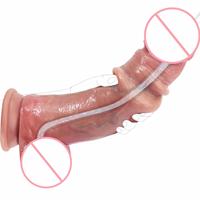 Dildo éjaculant et Dildos à prépuce mobile, Jouets sexuels, Jouet réaliste en silicone 2 en 1 avec fonction d'éjaculation et prépuce pour le plaisir vaginal et anal