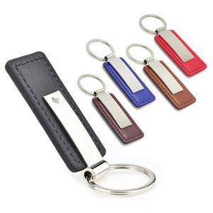 Porte-clés en cuir PU avec logo personnalisé, porte-clés en alliage de zinc, porte-clés de voiture élégant avec logo personnalisé - Product Image 1