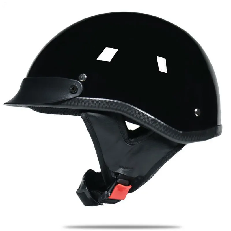 반 헬멧 레트로 오토바이 모터 오픈 페이스 헬멧 블랙 M-2XL