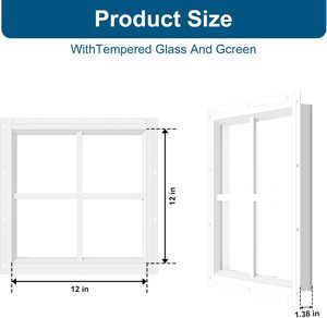 Fenêtres à transom modernes pour abri <span class=keywords><strong>de</strong></span> jardin, fenêtres fixes en verre trempé à montage encastré, petites fenêtres pour poulailler et maisonnette - Product Image 3