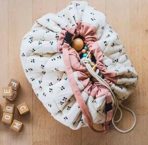 100% coton biologique conception personnalisée tapis de jeu sac de rangement de jouets pour enfants organisateur de stockage de jouets cordon Portable conteneur sac - Product Image 6