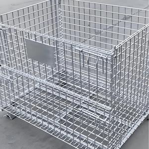 <span class=keywords><strong>Cage</strong></span> de stockage en treillis soudé en acier galvanisé à vente chaude avec mailles de 50x50 mm, design pliable pour l'utilisation en entrepôt et en logistique - Product Image 1