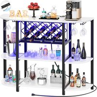 Cocina Comedor Mesa de suelo independiente Soporte de vidrio de licor Estante de vino Almacenamiento Gabinete de barra de café de metal de 4 niveles