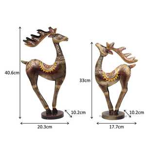<b>Rustic</b> Iron Deer Statues Set of 2 Artistic Hand Painted Metal Sculpture for Garden Patio Courtyard <b>Home</b> <b>Decor</b> - Product Image 5