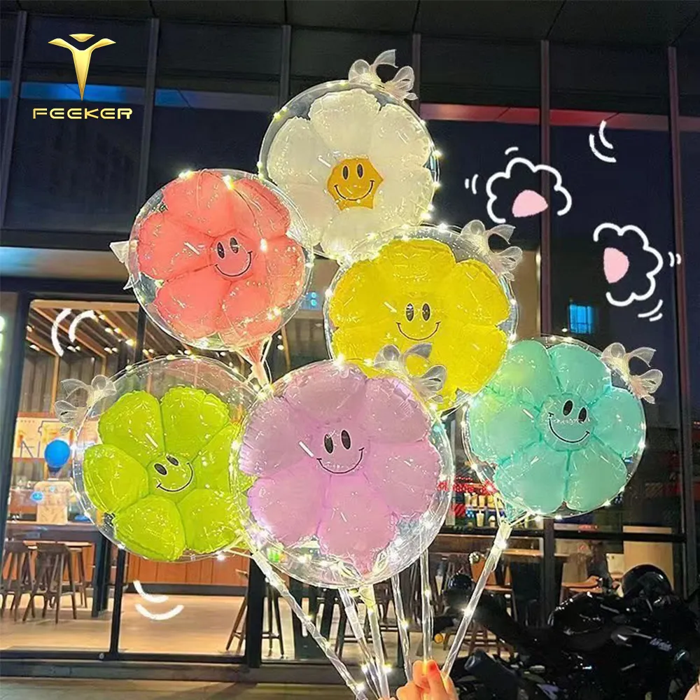 Hochzeitsballon-Dekorationen: Roségold-Konfetti Latex leuchtende PVC-Bobo-Ballons und Kristallkugeln Blumensträuße