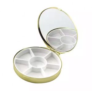 Portable Round Metal Travel Pill Storage Case Custom <b>7</b>-Day Weekly Makeup Mirror With Pocket Small Medicine Boxes for Daily Use - Product Image 4