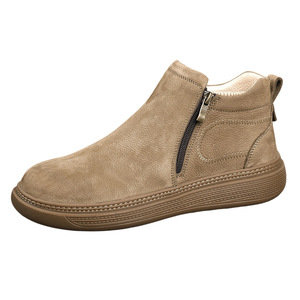 Botas de Invierno para Hombre de Cuero Genuino, con Punta Redonda, Forro de Felpa, Suela de Goma, Cierre de Cremallera, Antideslizantes, Estilo Chukka - Product Image 3