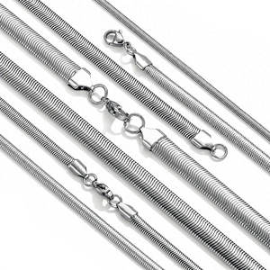 Venta al por mayor cuello hallazgos de joyería componentes 3-8mm personalizado plano <span class=keywords><strong>Metal</strong></span> Acero inoxidable serpiente collares cadenas para Mujeres Hombres - Product Image 2
