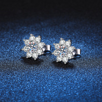 Usine en gros 925 argent Sterling D couleur 5mm Moissanite boucles d'oreilles tournesol haute qualité Moissanite boucles d'oreilles pour les femmes