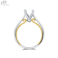 Hongkong Lieferant Feiner Schmuck Klassischer 18K Massivgold Natürlicher Diamant Halbmontierter Krappenfassung Verlobungsring für Damen