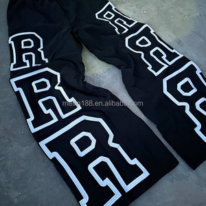 Pantalon de survêtement en nylon noir décontracté et ample de haute qualité, avec broderie 3D, taille élastique, pour hommes - Product Image 3