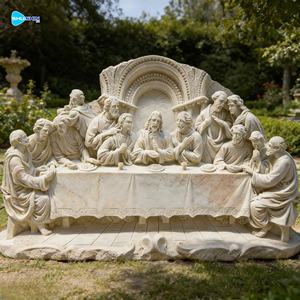 맞춤형 벽 장식 예술 백색 대리석 최후의 만찬 부조 석조 조각 가격 - Product Image 1