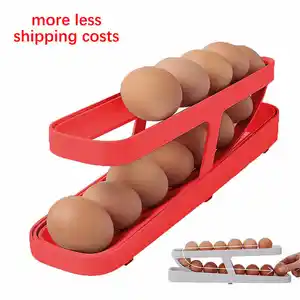 Dispensador de huevos rodantes automático desmontable para refrigerador, soporte para huevos rodantes de 2 niveles, ahorro de espacio