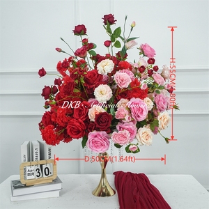 Boules de fleurs artificielles de luxe en gros, 50 cm, rouge rose, pour centres de table et décorations de mariage - Product Image 2