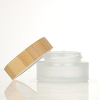 Bocaux cosmétiques en verre dépoli avec couvercles en bois, contenants à crème rechargeables, pots en verre vides anti-fuite