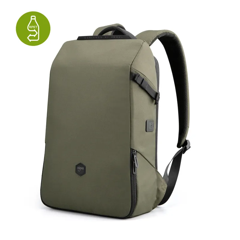 Oumkingson — sac à dos de voyage en tissu recyclable et écologique, accessoire personnalisé étanche avec usb, pour ordinateur portable et appareil photo, 100%