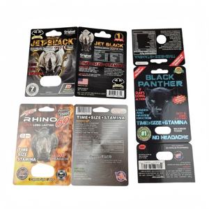 Tarjeta Lenticular 3D Rhino 69 de Acero Duro al por Mayor, Color Negro Pantera, con Botellas de Plástico para Envasado de Pastillas para la Mejora Masculina - Product Image 1