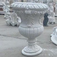 Vase à fleurs en marbre naturel classique, sculpté à la main, personnalisé, écologique, pour la décoration de la cour, de la villa et de la voie d'accès
