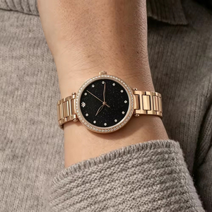 Nouvelle montre à quartz pour femme, style business, en acier inoxydable, avec aventurine bleue, or rose, étanche 3ATM, verre à aiguilles - Product Image 2