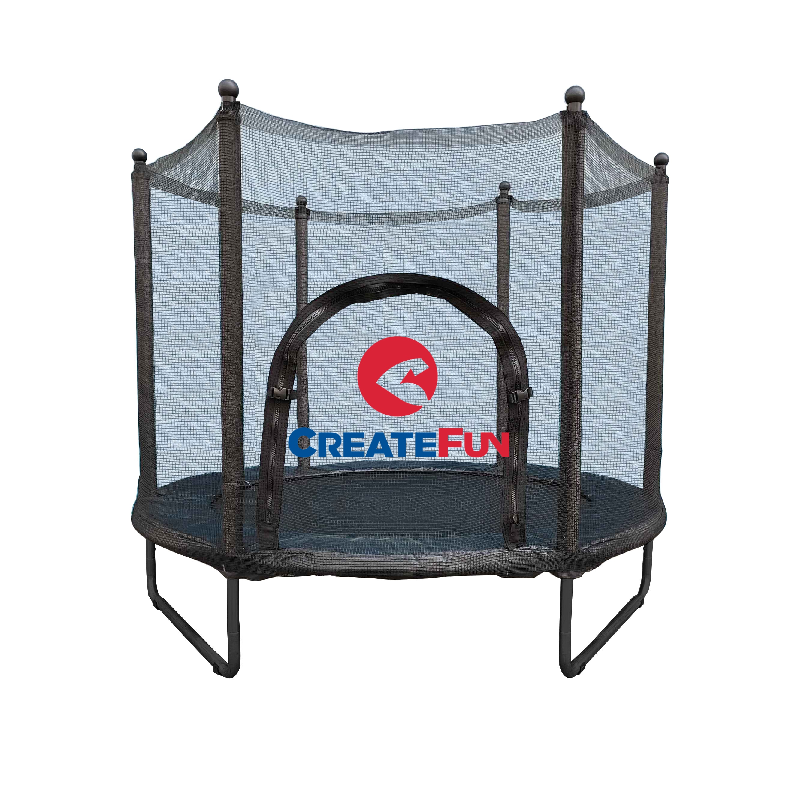 CreateFun 60" PVC & Steel Kids Trampoline with Protective Net-Indoor/Outdoor Use Toddler-Friendly Excellent Bouncing Performance