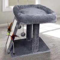 Arbre à chat tout-en-un avec lit et structure d'escalade ; Poteau à gratter en sisal en bois massif et panneaux de particules, adapté à toutes les saisons ; Chat