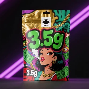 Custom Printed Die Cut Heat Seal Packaging Resealable Stand up Pouch Food Grade 3.5G Pouches Aluminum Plastic Ziplock Mylar Bags - Product Image 1