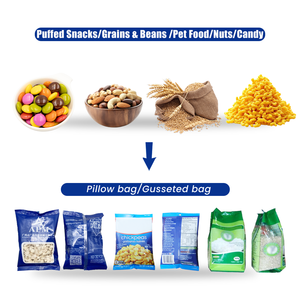 <span class=keywords><strong>Machine</strong></span> <span class=keywords><strong>d</strong></span>'emballage automatique pour sachets de bonbons gélifiés durs, remplissage pour snack, biscuit, arachide, emballage VFFS - Product Image 2