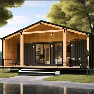 บ้านทรงแบนราบแบบพกพาสำหรับห้องโดยสารบนภูเขาพร้อมระเบียงภาชนะขยายได้