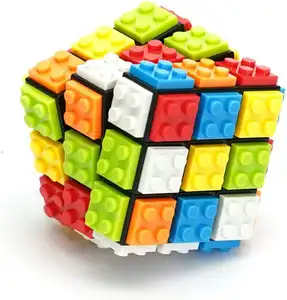 2in1 Magic Cube Brain Teaser Puzzle Toy 3x3 Rubix Build-on Bricks Novelty Gift Compatible With Building Blocks Kit Juguetes